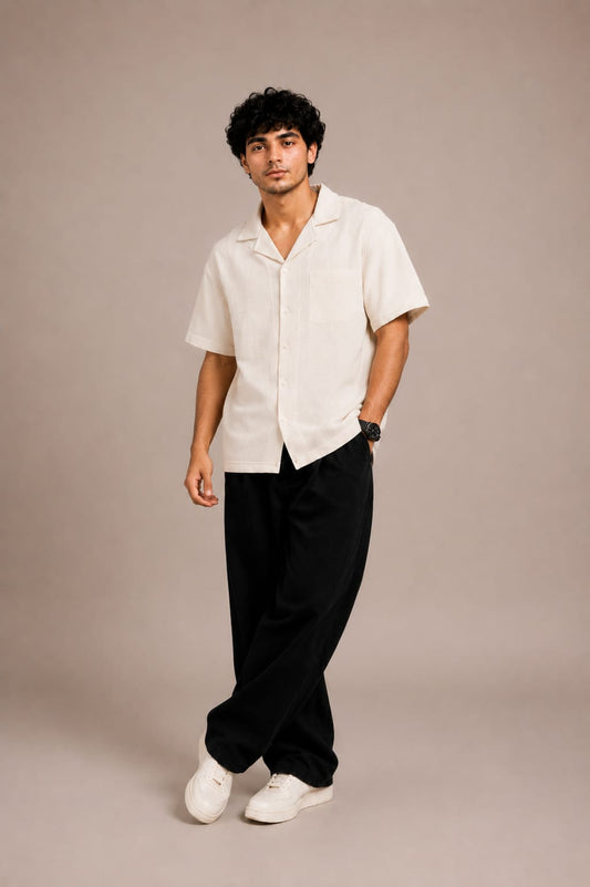 Ivory Textured Resort Shirt