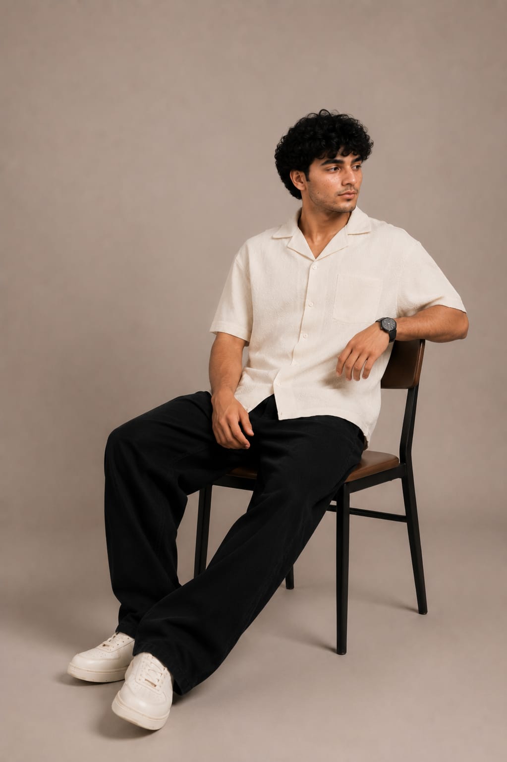 Ivory Textured Resort Shirt