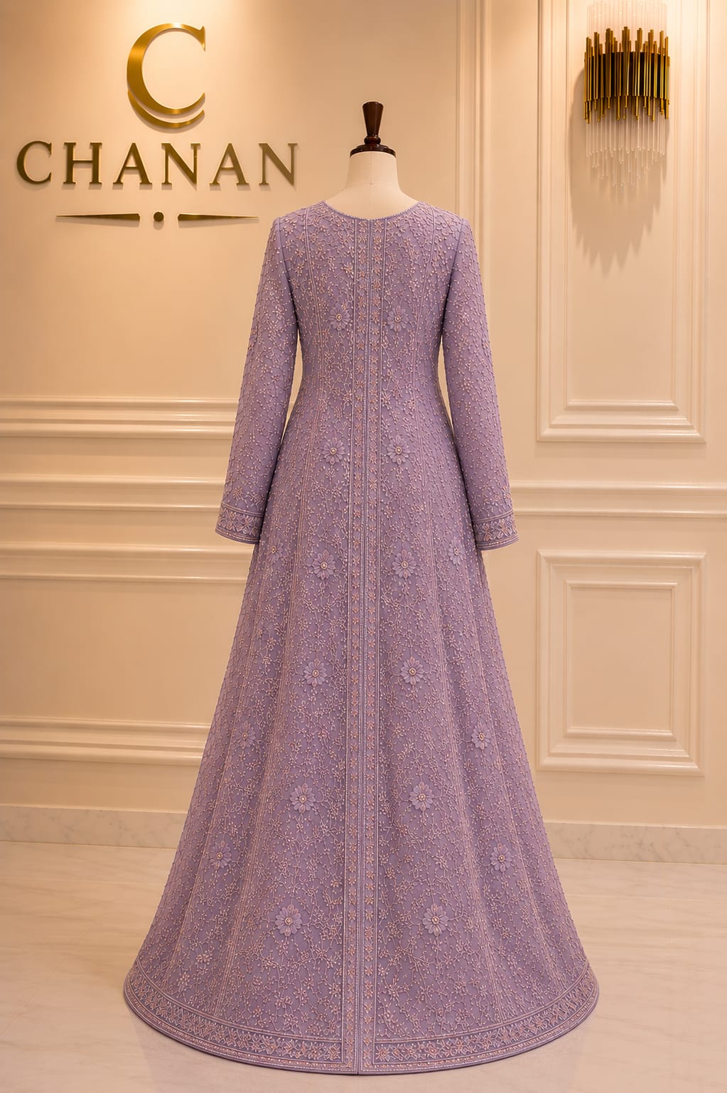 Lilac Lavender Silk Flared Long Shirt Set