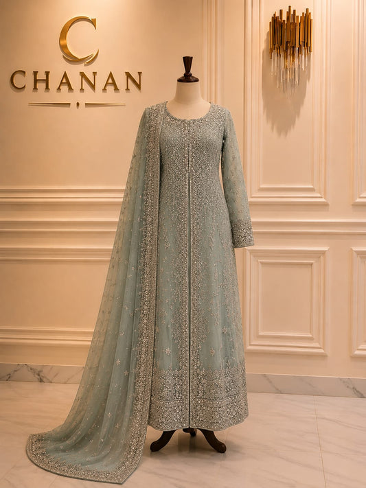 Dusty Sage Green Embroidered Formal Suit