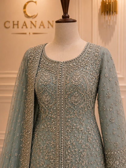 Dusty Sage Green Embroidered Formal Suit
