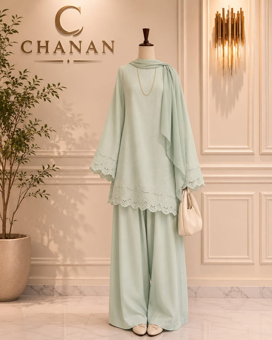 Pastel Aqua Organza Embroidered Festive Suit Unstitched